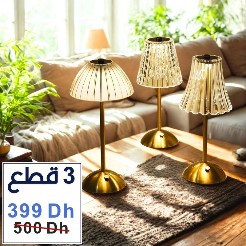 3 مصابيح كريستالية راقية مع إضاءة فاخرة